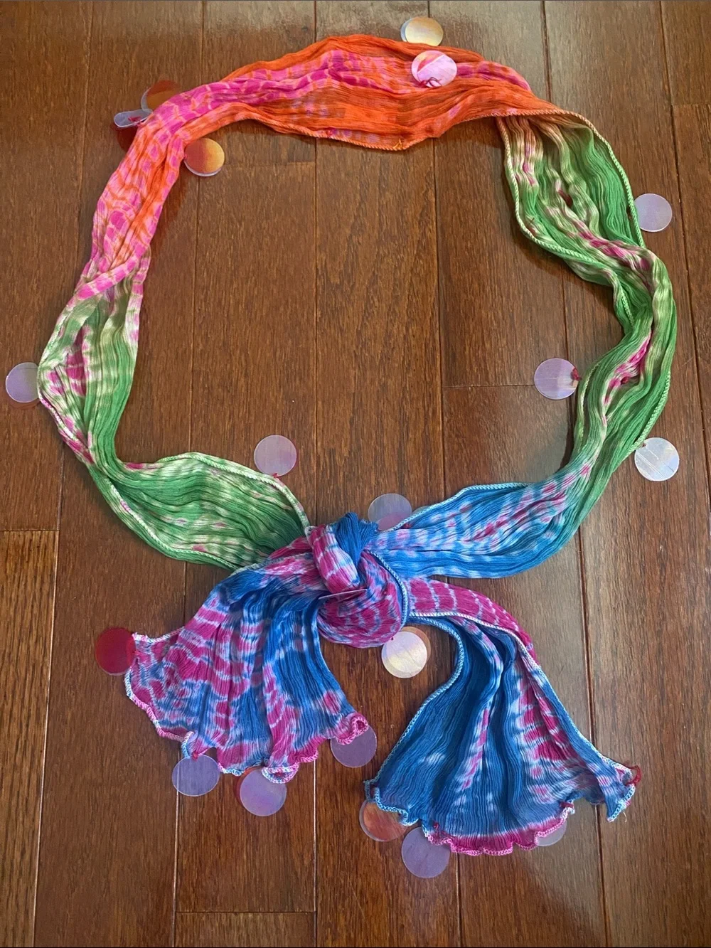 Mimi & Maggie Vibrant Rainbow Tie-Dye Pattern Viscose Scarf Belt